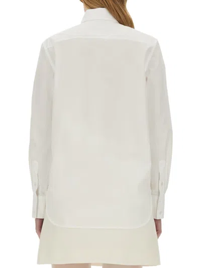 Valentino Faux Pearl-embellished Cotton Poplin Shirt In White