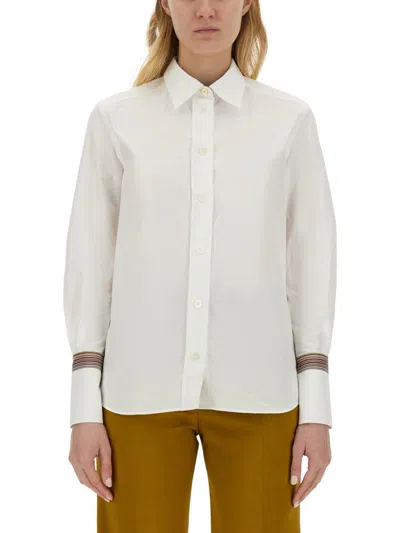 Paul Smith Collared Cotton Shirt With Long Sleeves In Neutral
