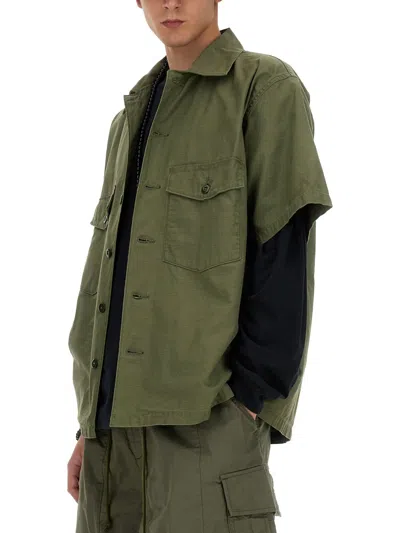 Needles Fatigue Short-sleeve Cotton Shirt In Green