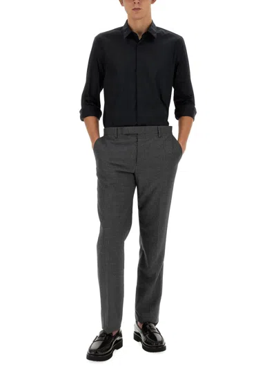 Pt Torino Cuffed Sleeves Cotton Shirt In Black
