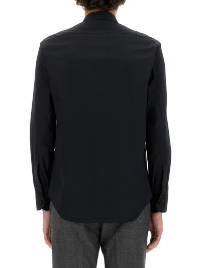Pt Torino Cuffed Sleeves Cotton Shirt In Black