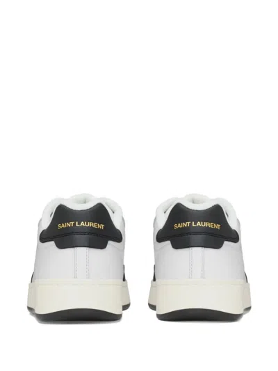 Saint Laurent Smooth Leather Sneakers Contrast Panel In White