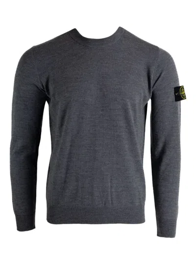 Stone Island 5100071 Crew-neck Sweater With Logo Patch In Gray