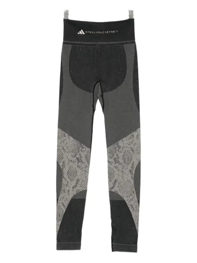 Adidas By Stella Mccartney Snake-print Panelled Trousers In Black
