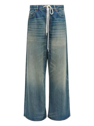 Mm6 Maison Margiela Wide Leg Denim Cotton Jeans In Blue