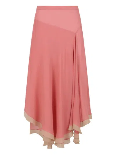 Marni Creponne Silk Peplum Midi Skirt Clothing In Pink