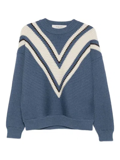 Golden Goose Jacquard Wool Sweater With Cream-colored Pattern Clothing In Blue