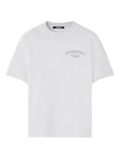 Jacquemus Grey Cotton T-shirt With Embroidered Logo In Gray