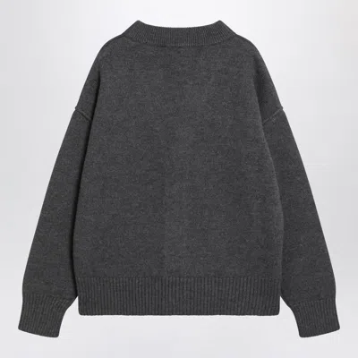 Ami Alexandre Mattiussi Ami Paris Ami De Coeur Heather Grey Wool Cardigan Men In Gray