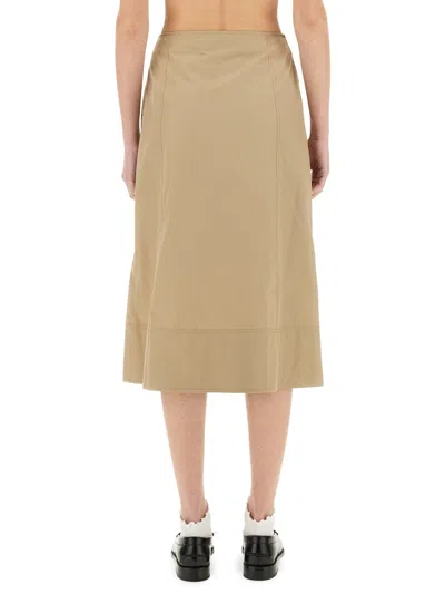 Paul Smith Buttoned High Waist Midi Skirt In Brown