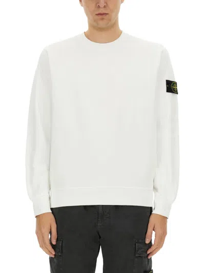 Stone Island Logo Sweatshirt In White