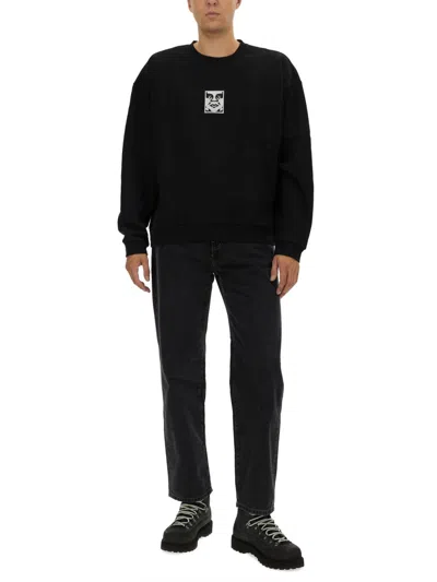 Obey Logo-patch Sweatshirt In Black
