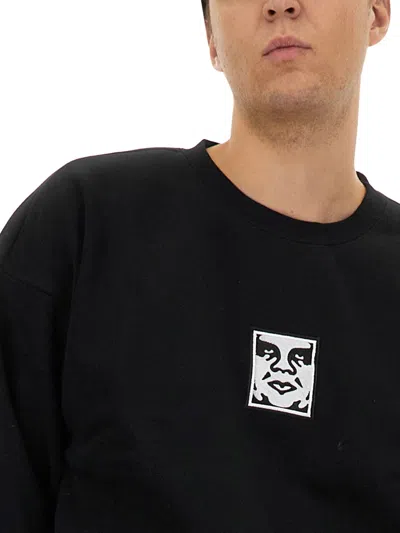 Obey Logo-patch Sweatshirt In Black