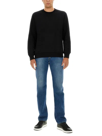 Ps By Paul Smith Black Cotton Sweatshirt With Embossed Design In Black