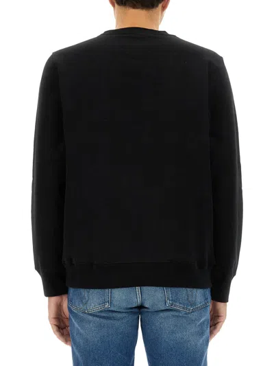 Ps By Paul Smith Black Cotton Sweatshirt With Embossed Design In Black