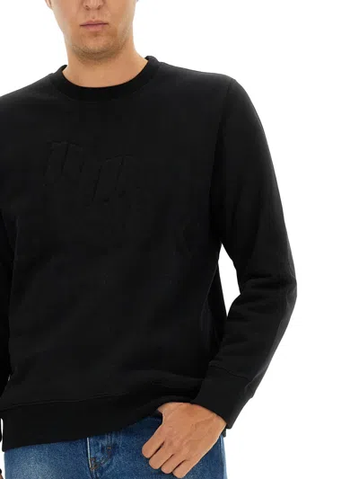 Ps By Paul Smith Black Cotton Sweatshirt With Embossed Design In Black