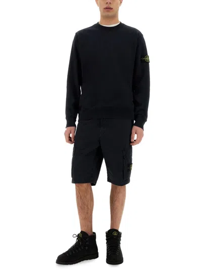 Stone Island Vanisé Brushed Heavy Cotton Sweatshirt In Black