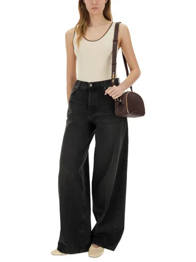 Paul Smith Ribbed Cotton Tank Top With Contrast Trim In Gold
