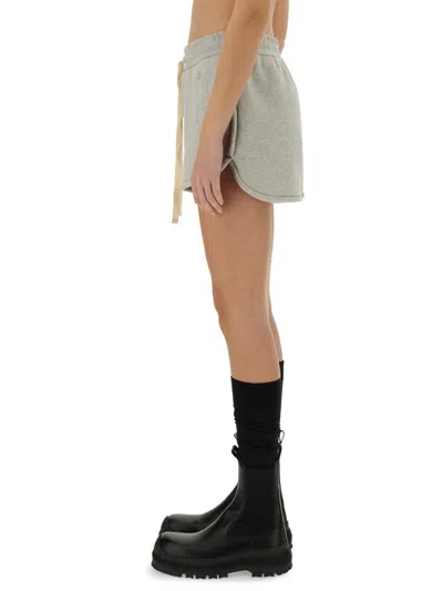 Jil Sander Elastic Waistband Cotton Terry Shorts In Brown