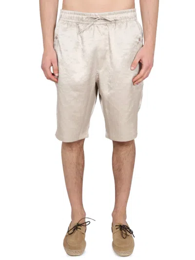 Needles Elastic Waistband Cowboy Bermuda Shorts In Neutral