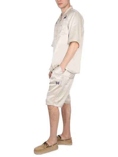 Needles Elastic Waistband Cowboy Bermuda Shorts In Neutral