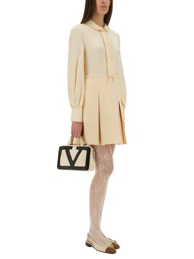 Valentino Crepe Couture Short Skirt In Neutral