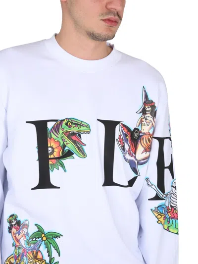 Philipp Plein Graphic Print Crewneck Sweatshirt With Long Sleeves In White