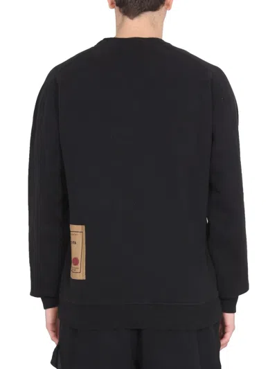 Ten C Raglan Sleeve Crewneck Sweatshirt With Patch Detail In Black
