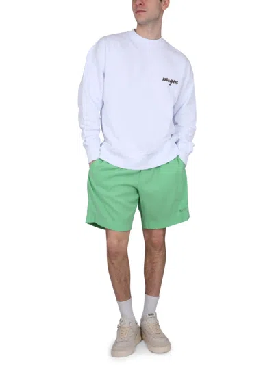 Msgm Crewneck Sweatshirt With Logo In White