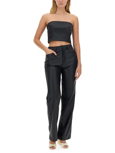 Rotate Birger Christensen Rotate Birgerchristensen Crop Top In Black