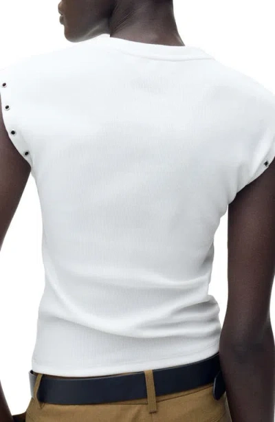 Mango Grommet Cap Sleeve T-shirt In White