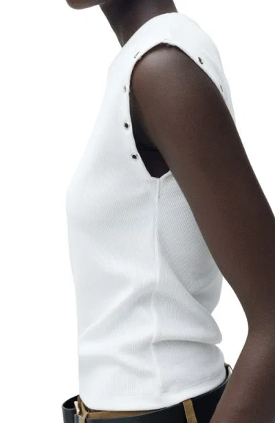 Mango Grommet Cap Sleeve T-shirt In White