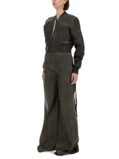 Rick Owens X Drkshdw Cropped Bomber Jacket "flight Jkt" In Gray