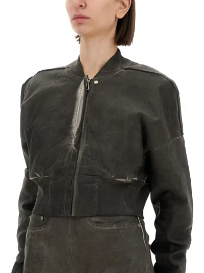 Rick Owens X Drkshdw Cropped Bomber Jacket "flight Jkt" In Gray