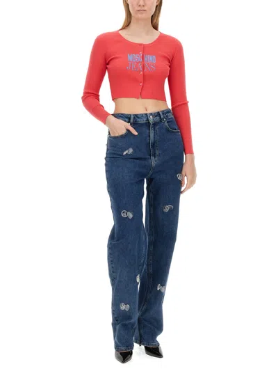 Moschino Cropped Cardigan For Women In Red