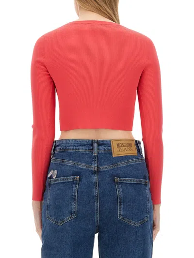Moschino Cropped Cardigan For Women In Red