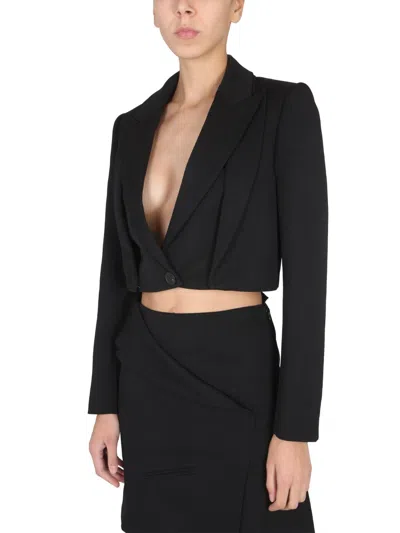 Alexander Mcqueen Cropped Tailored Jacket In Black