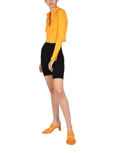 Helmut Lang Cropped Polo In Yellow