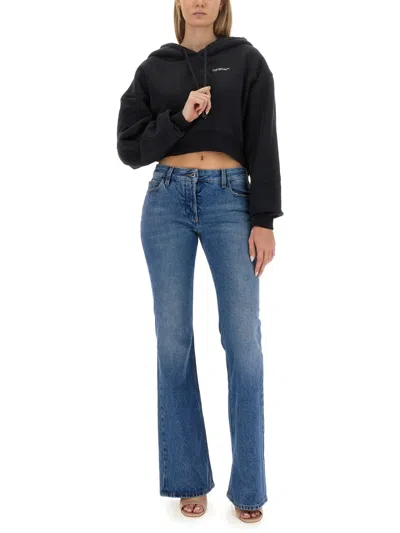 Off-white Cropped Sweatshirt In Black