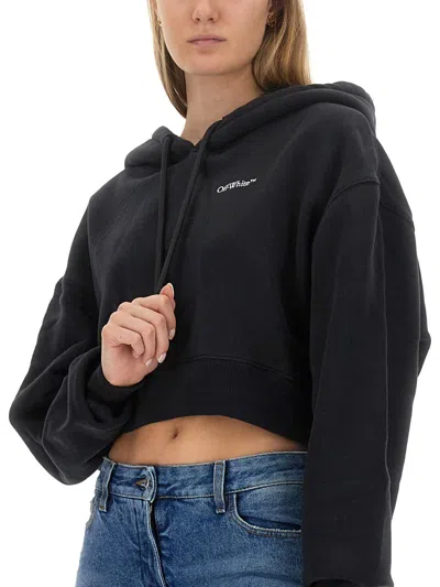 Off-white Cropped Sweatshirt In Black