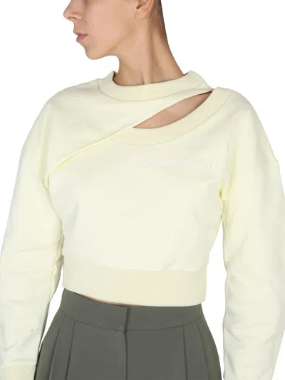 Alexander Mcqueen Cropped Cotton Knit With Ribbed Cuffs In White
