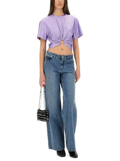 Rabanne Cropped T-shirt With Piercing Detail In Purple