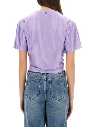 Rabanne Cropped T-shirt With Piercing Detail In Purple