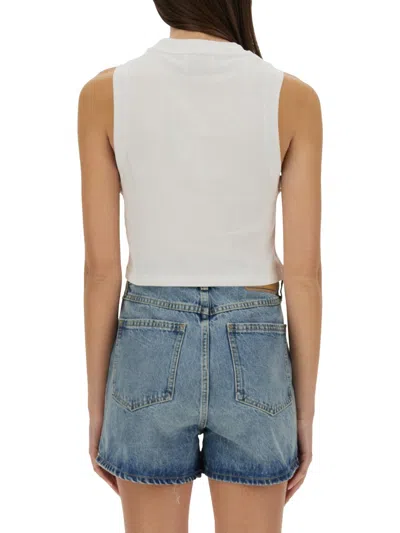 Moschino Graphic Print Sleeveless Crop Top