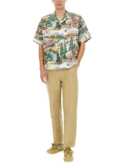 Visvim Crosby Convertible-collar Printed Silk Shirt In Multi