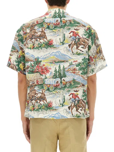 Visvim Crosby Convertible-collar Printed Silk Shirt In Multi