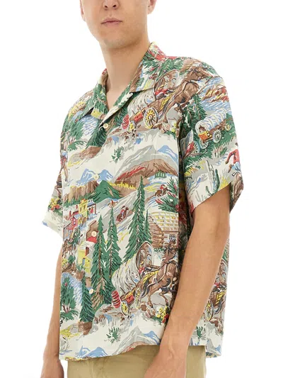 Visvim Crosby Convertible-collar Printed Silk Shirt In Multi