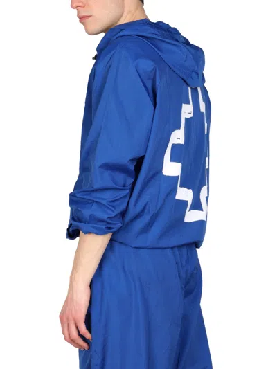 Marcelo Burlon County Of Milan Marcelo Burlon Cross Print Windbreaker Jacket In Blue