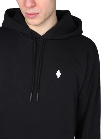 Marcelo Burlon County Of Milan Classic Pullover Black Hoodie With Adjustable Drawstring In Black
