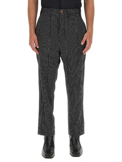 Vivienne Westwood Pinstripe Tailored Pants With High Waist In Black